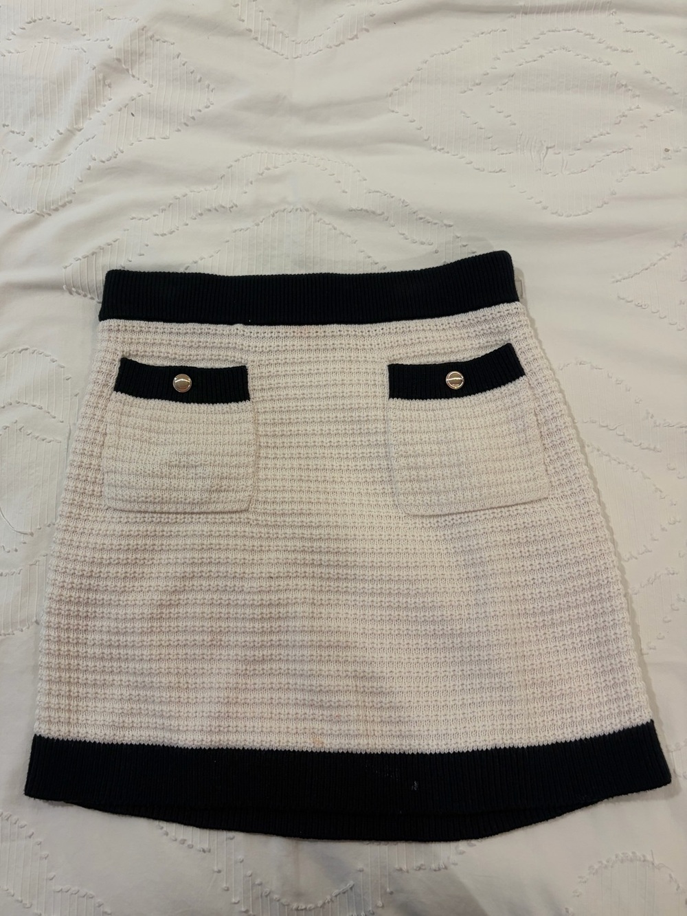 abercrombie kids Cream Mini Skirt with Black Trim